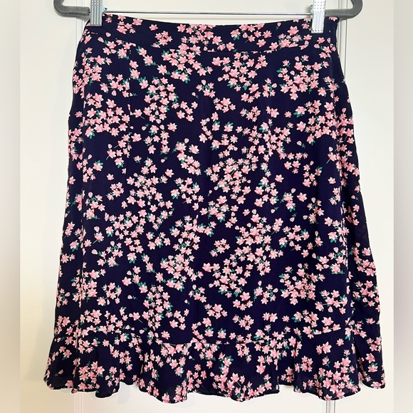 Draper James Purple A-Line Knee-Length Floral Skirt with Tie Front (Med) - Picture 3 of 4